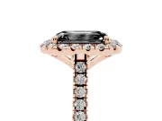 Emerald Cut Halo Engagement Ring Setting for a Black Center | Tapered Band | Rose Gold