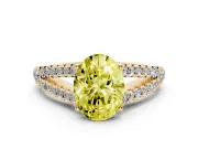 Oval Graduated Split Shank Engagement Ring Setting for a Fancy Yellow Lab-Grown Diamond | Yellow Gold