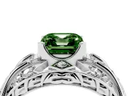 Asscher Cut Art Deco Engagement Ring Setting for a Fancy Green Lab-Grown Diamond | Platinum