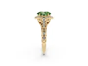 Oval Hidden Halo Filigree Engagement Ring Setting for a Fancy Green Lab-Grown Diamond | Yellow Gold