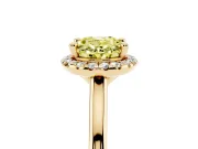 Oval Halo Engagement Ring Setting for a Fancy Yellow Lab-Grown Diamond | Plain Polished Band | Yellow Gold