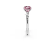 Fancy Pink Princess Cut Diamond Cluster Solitaire Ring Set in Silver with Prong Setting
