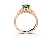 Fancy Green Round Cut Diamond Split Shank Ring Set in Rose gold with Pavé Band and Prong Setting