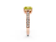 Asscher Cut Hidden Halo Engagement Ring Setting for a Fancy Yellow Lab-Grown Diamond | Milgrain Pave | Rose Gold