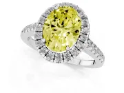 Oval Halo Engagement Ring Setting for a Fancy Yellow Lab-Grown Diamond | Pave Shoulders | White Gold