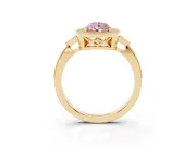 Pear-Shaped Milgrain Halo Engagement Ring Setting for a Fancy Pink Lab-Grown Diamond | Graduated Pavé | Yellow Gold