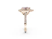Fancy Pink Pear-Shaped Lab-Grown Diamond Double Halo Statement Ring Set in Rose Gold with Pavé Band
