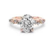 Oval Graduated Accent Engagement Ring Setting | Scattered Shoulders | Rose Gold