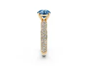 Round Domed Pavé Engagement Ring Setting for a Fancy Blue Lab-Grown Diamond | Yellow Gold