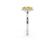 Princess Cut Halo Engagement Ring Setting for a Fancy Yellow Lab-Grown Diamond | Plain Polished Band | White Gold