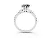 Heart-Shaped Leaf Pavé Engagement Ring Setting for a Black Center | White Gold
