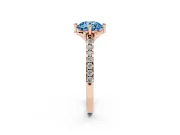 Round Floral Engagement Ring Setting for a Fancy Blue Lab-Grown Diamond | Pavé Band | Rose Gold