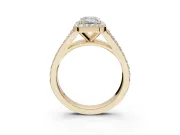 Emerald Cut Halo Pavé Engagement Ring Setting | Narrow Split Shank | Yellow Gold