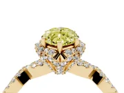 Marquise Milgrain Halo Engagement Ring Setting for a Fancy Yellow Lab-Grown Diamond | Graduated Shoulders | Yellow Gold