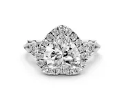 Heart-Shaped Vintage Halo Engagement Ring Setting | Pierced Filigree Shoulders | Sterling Silver