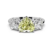 Heart-Shaped 3 Stone Engagement Ring Setting for a Fancy Yellow Lab-Grown Diamond | White Gold - Design NV-24895