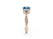 Asscher Cut Twisted Pavé Solitaire Engagement Ring Setting for a Fancy Blue Lab-Grown Diamond | Open Basket | Rose Gold