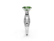 Fancy Green Three-Stone Oval Cut Diamond Twist Band Ring Set in Silver with Pavé Accents and Prong Setting