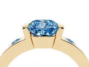 Cushion Cut Tension Style Engagement Ring Setting for a Fancy Blue Lab-Grown Diamond | Yellow Gold