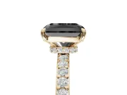 Radiant Cut Hidden Halo Engagement Ring Setting for a Black Center | Pavé Band | Yellow Gold