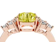 Round Cluster Side Stone Engagement Ring Setting for a Fancy Yellow Lab-Grown Diamond | Rose Gold