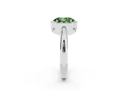 Fancy Green Oval Cut Diamond Halo Engagement Ring Set in Silver with Plain Split Shank and Prong Setting