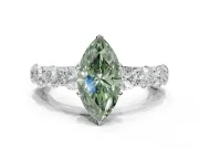 Marquise Engagement Ring Setting for a Fancy Green Lab-Grown Diamond | Sterling Silver - Design NV-24455