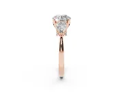Round Three Stone Engagement Ring Setting | Pear Side Stones | Rose Gold
