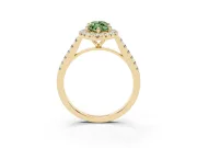Marquise Halo Engagement Ring Setting for a Fancy Green Lab-Grown Diamond | Pave Shoulders | Yellow Gold
