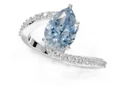 Pear-Shaped Bypass Pavé Engagement Ring Setting for a Fancy Blue Lab-Grown Diamond | White Gold