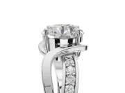 Round Bypass Solitaire Engagement Ring Setting | Pavé and Plain Strands | Platinum