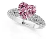 Heart-Shaped Multi Row Pave Engagement Ring Setting for a Fancy Pink Lab-Grown Diamond | Platinum