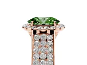Oval Pavé Engagement Ring Setting for a Fancy Green Lab-Grown Diamond | Wide Three-Row Band | Rose Gold