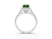 Radiant Cut Halo Engagement Ring Setting for a Fancy Green Lab-Grown Diamond | Shared Prong Shoulders | Sterling Silver
