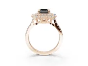 Fancy Black Radiant Cut Lab-Grown Diamond Double Halo Statement Ring Set in Rose Gold with Pavé Band