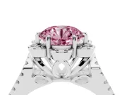 Round Floral Halo Engagement Ring Setting for a Fancy Pink Lab-Grown Diamond | Pavé Split Shank | Sterling Silver