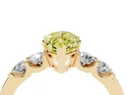 Fancy Yellow Marquise Cut Diamond Five-Stone Prong Set Engagement Ring Set in Yellow gold with Channel Band