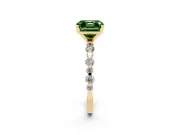 Fancy Green Asscher Cut Diamond Prong Set Engagement Ring Set in Yellow gold with Round Accent Pavé Band