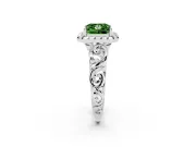 Princess Cut Filigree Halo Engagement Ring Setting for a Fancy Green Lab-Grown Diamond | Platinum