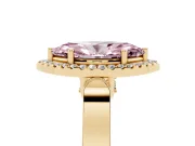 Fancy Pink Marquise Cut Diamond Halo Ring Set in Yellow gold with Pavé-Lined Split Shank Band