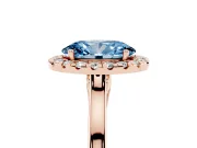 Oval Halo Engagement Ring Setting for a Fancy Blue Lab-Grown Diamond | Flat Tapered Band | Rose Gold