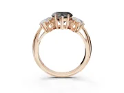 Heart-Shaped 3 Stone Engagement Ring Setting for a Black Center | Rose Gold