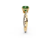 Fancy Green Princess Cut Diamond Twist Band Solitaire Set in Yellow gold with Pavé Accents and Prong Setting