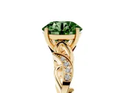 Round Vine Engagement Ring Setting for a Fancy Green Lab-Grown Diamond | Yellow Gold