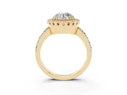 Round Vintage Milgrain Halo Engagement Ring Setting | Pierced Gallery | Yellow Gold