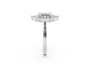 Emerald Cut Cluster Halo Engagement Ring Setting | White Gold