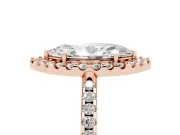 Marquise Pave Halo Engagement Ring Setting | Pave Band | Rose Gold
