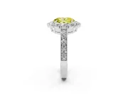 Oval Vintage Halo Engagement Ring Setting for a Fancy Yellow Lab-Grown Diamond | Milgrain Channel Band | Sterling Silver