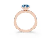 Fancy Blue Heart Cut Diamond Solitaire Ring Set in Rose gold with Slim Pavé Band and Prong Setting