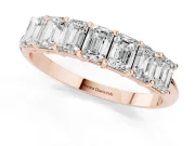 Emerald Cut Diamond Half Eternity Band Set in Rose gold with Prong Setting